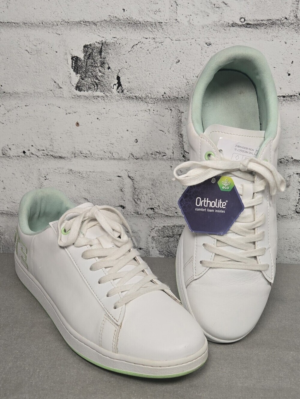 Lacoste Carnaby Evo White Leather Sneakers Green Mens 10.5